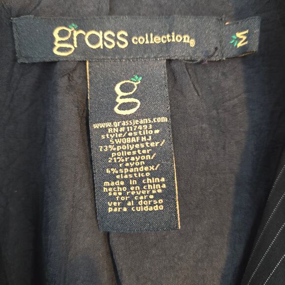 Grass Collection Women's Blazer Medium M Gray Stripe Suit Coat Misses Size 8 10 - Picture 3 of 7